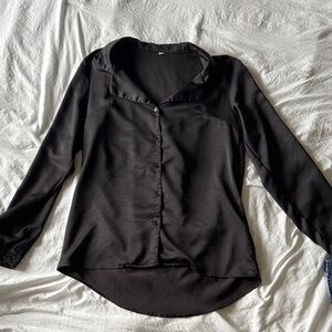 SHEIN Black Button-Down Shirt for Women